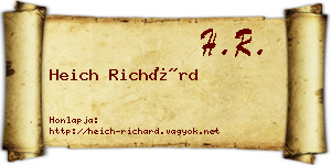 Heich Richárd névjegykártya